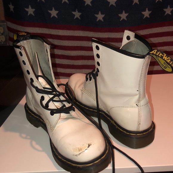 shiny white doc martens